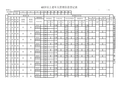 65岁以上老年人管理信息登记表