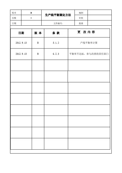 生产线平衡的测定及目标