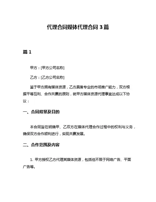 代理合同媒体代理合同3篇