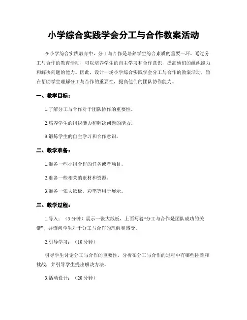 小学综合实践学会分工与合作教案活动