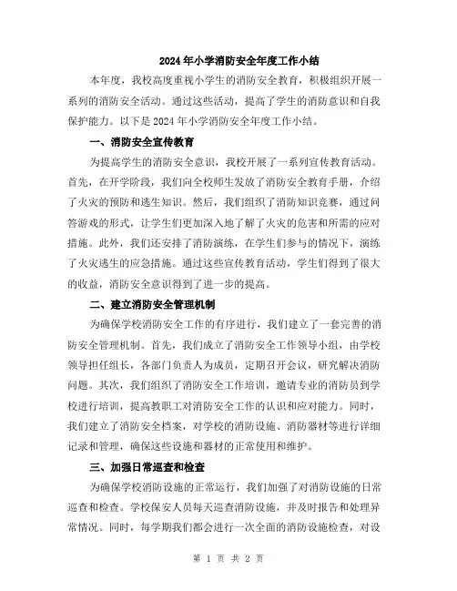 2024年小学消防安全年度工作小结