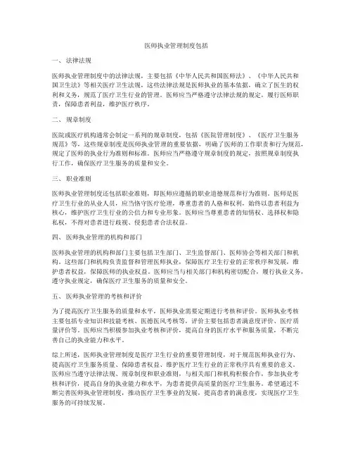 医师执业管理制度包括