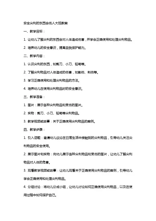安全尖利的东西会伤人大班教案