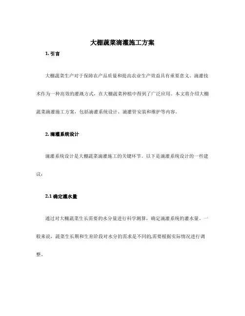 大棚蔬菜滴灌施工方案