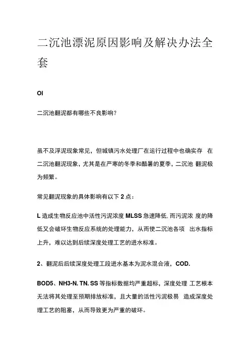 二沉池漂泥原因影响及解决办法全套
