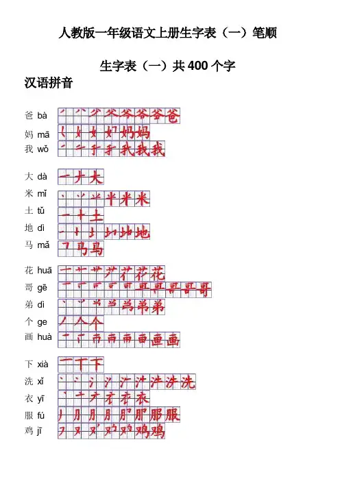 小学笔顺表