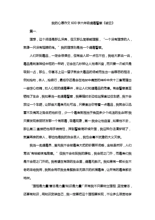我的心愿作文600字六年级缉毒警察《破云》