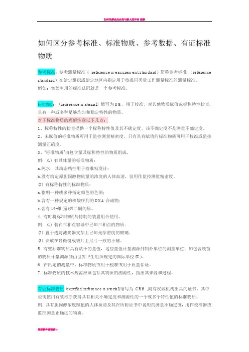 如何区分参考标准、标准物质、参考数据、有证标准物质