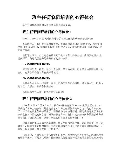 班主任研修班培训的心得体会