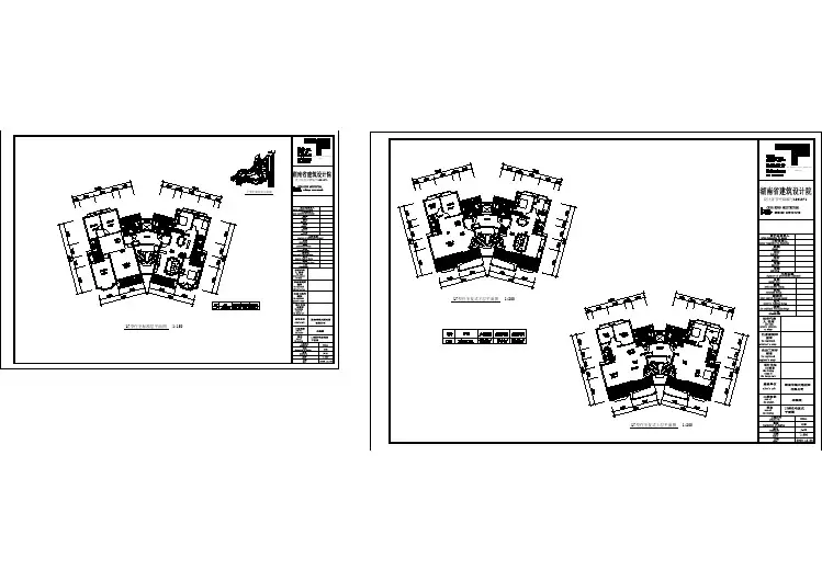 【CAD住宅建筑图纸】一梯两户多层户型设计图28(实用设计图)