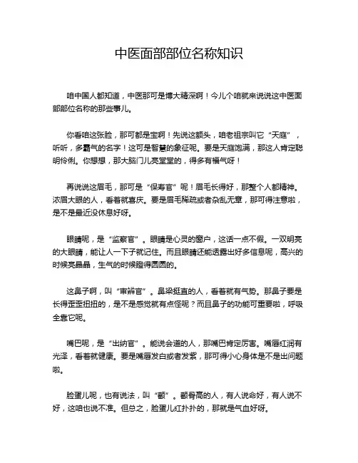 中医面部部位名称知识