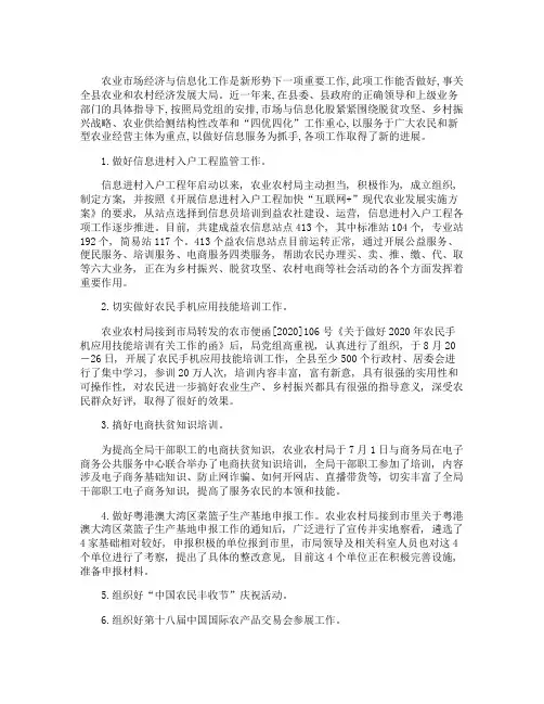 农业市场市场与信息化工作总结