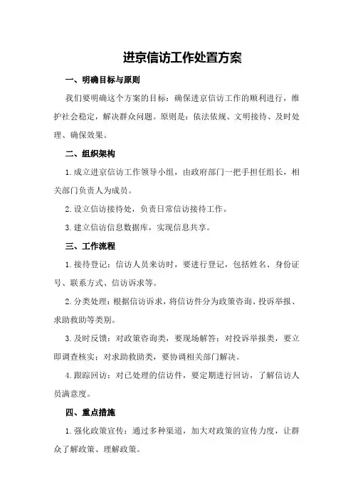 进京信访工作处置方案