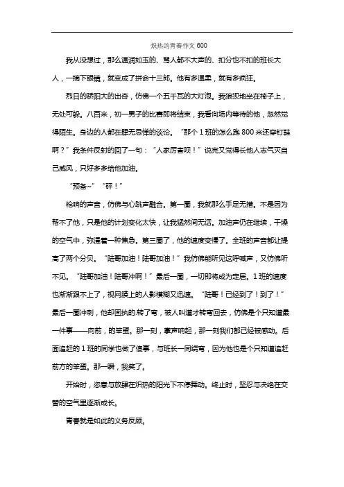 炽热的青春作文600