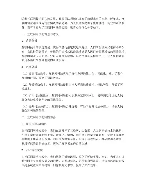 互联网司法实践心得体会