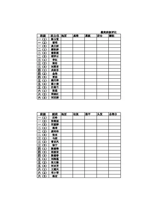 班级和包干区评分表