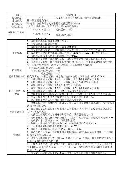 带转换层高层结构设计要求