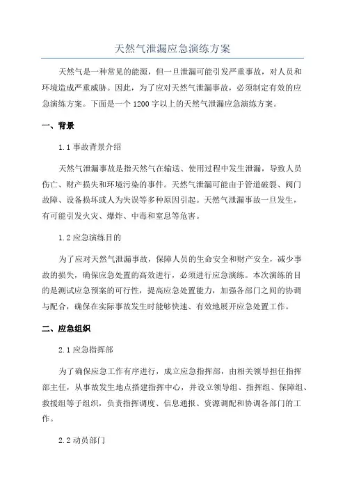 天然气泄漏应急演练方案