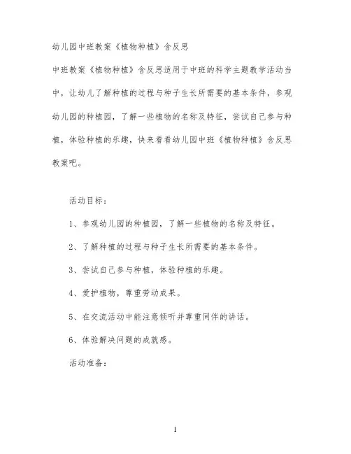 幼儿园中班教案《植物种植》含反思