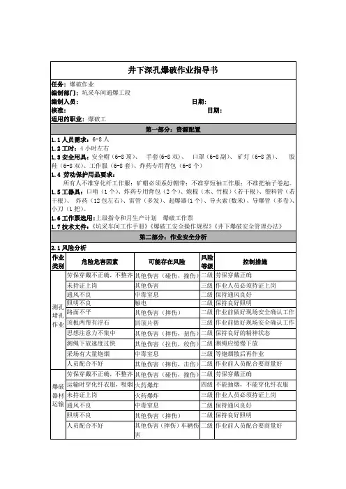 井下深孔爆破作业指导书