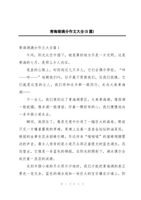 青海湖满分作文大全(5篇)