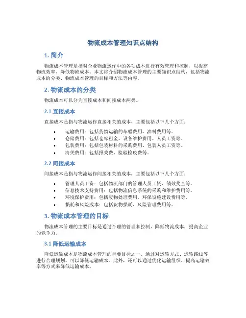 物流成本管理知识点结构