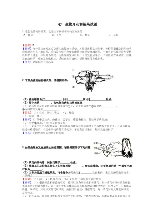 初一生物开花和结果试题
