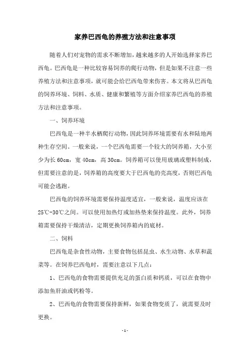 家养巴西龟的养殖方法和注意事项