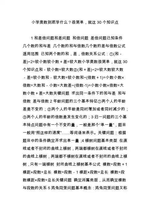 小学奥数到底学什么？很简单,就这30个知识点