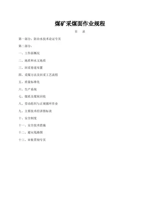炮采工作面作业规程