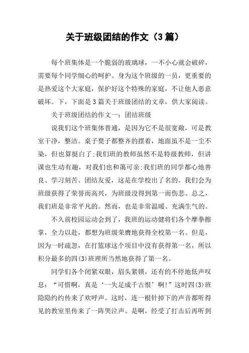 关于班级团结的作文(3篇)