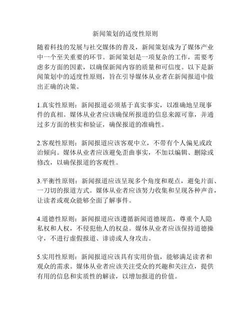 新闻策划的适度性原则