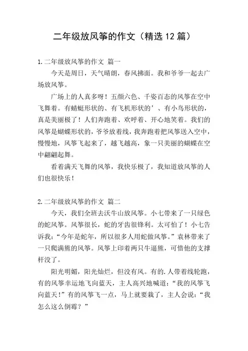 二年级放风筝的作文(精选12篇)