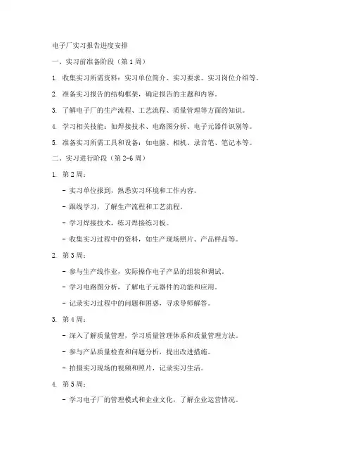 电子厂实习报告进度安排