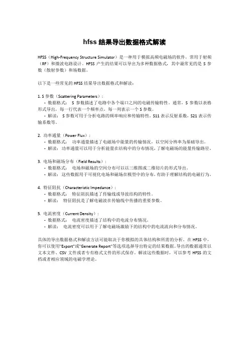 hfss结果导出数据格式解读