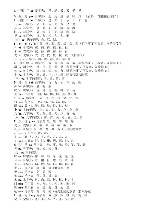 偏旁部首正确读音全集