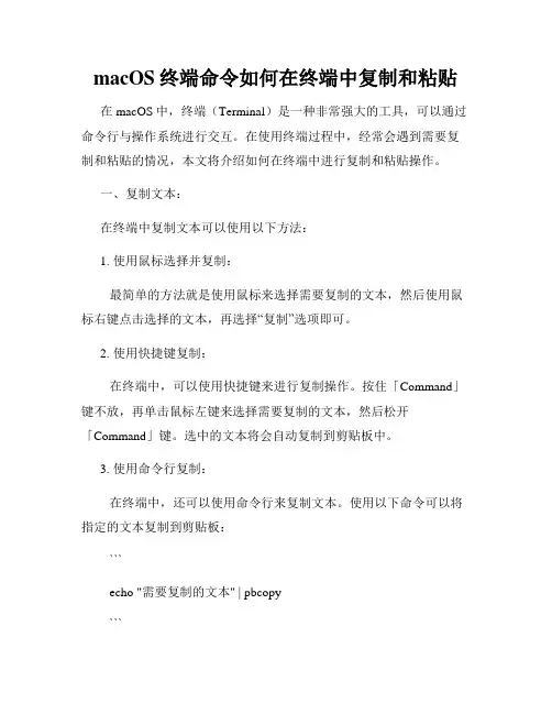 macOS终端命令如何在终端中复制和粘贴