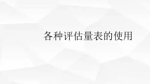 各种评估量表的使用PPT课件