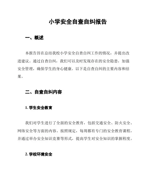 小学安全自查自纠报告