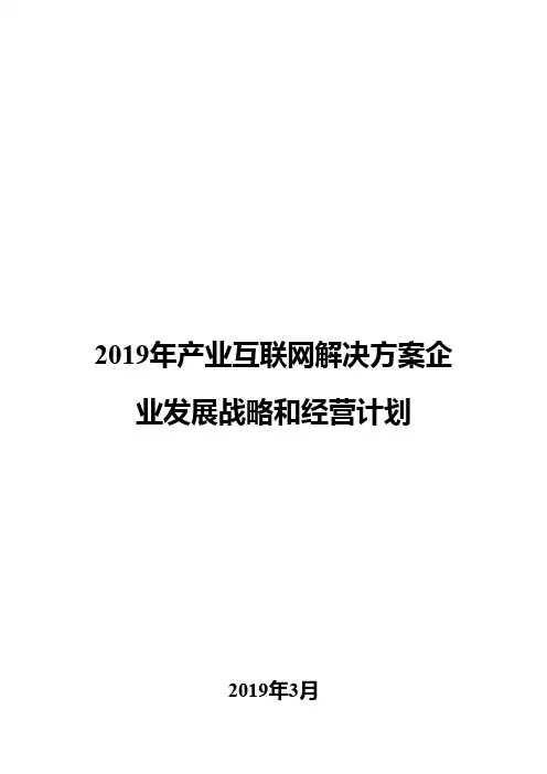 2019年产业互联网解决方案企业发展战略和经营计划