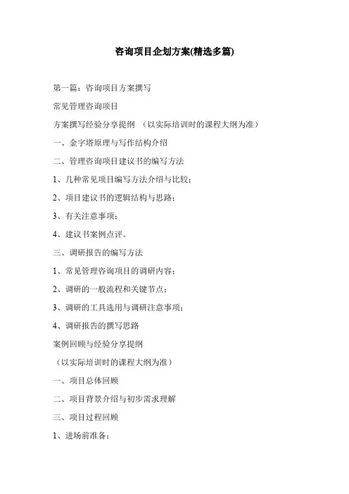 咨询项目企划方案(精选多篇)