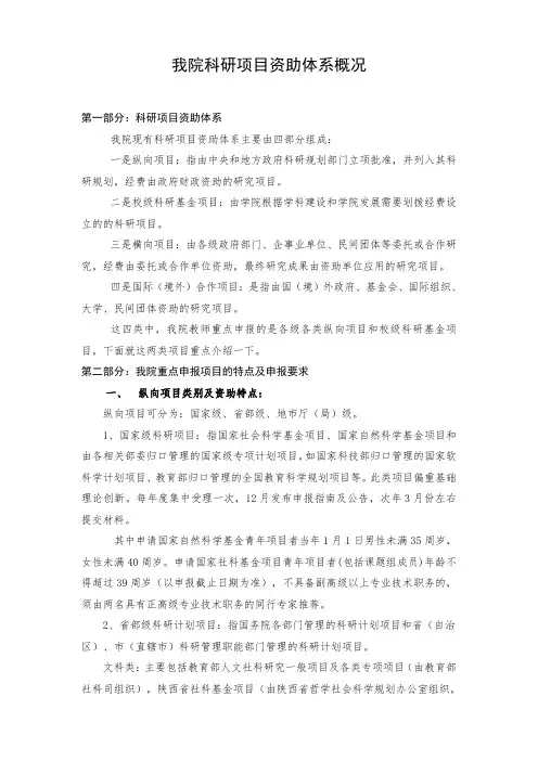 科研项目资助体系