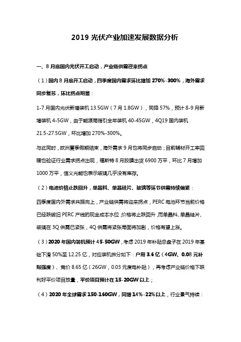 2019光伏产业加速发展数据分析