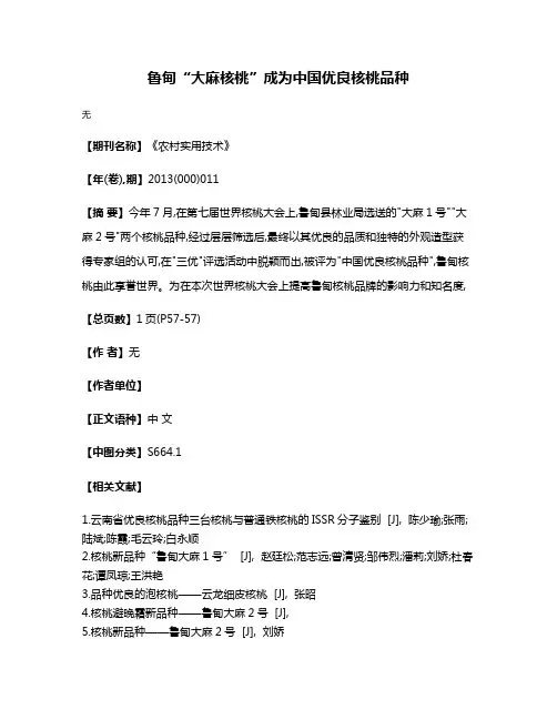 鲁甸“大麻核桃”成为中国优良核桃品种