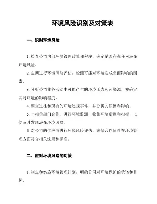环境风险识别及对策表
