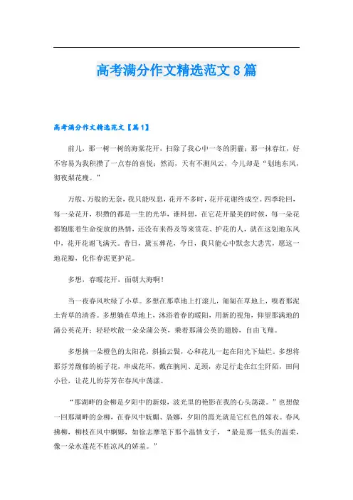 高考满分作文精选范文8篇