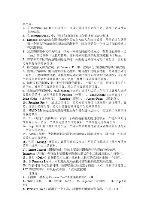 PremierePro复习参考题