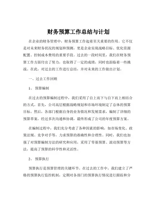 财务预算工作总结与计划