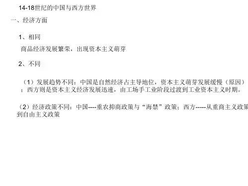 14-18世纪中国与西方对比
