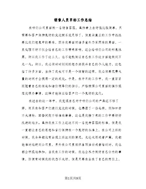 销售人员目标工作总结（4篇）